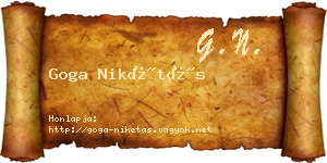 Goga Nikétás névjegykártya